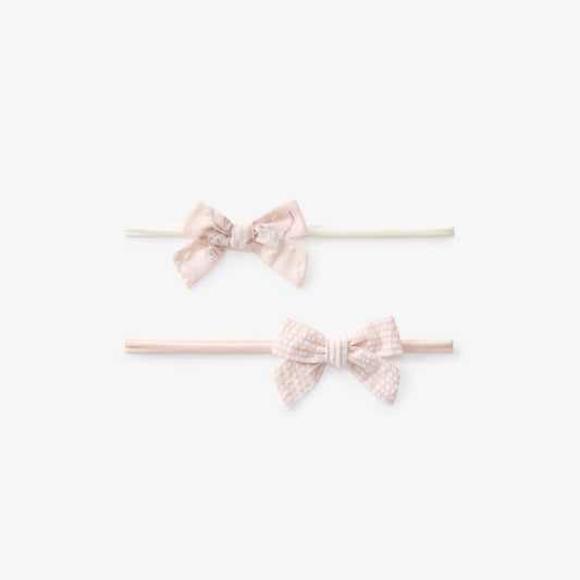 Fleur de provence swiss dot & pink seersucker headbands