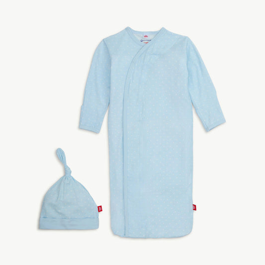 Pin dot gown & hat set - blue