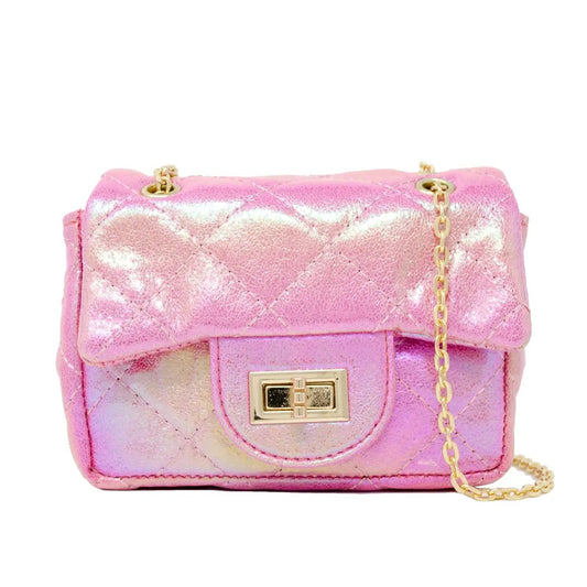 Classic quilted shiny mini bag - pink