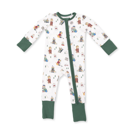 Winter sports dogs conv. romper - green