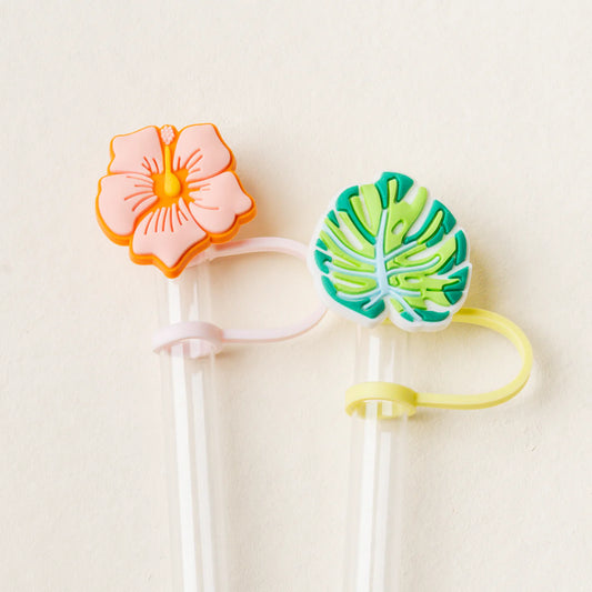 Straw topper sets - tropical hibiscus