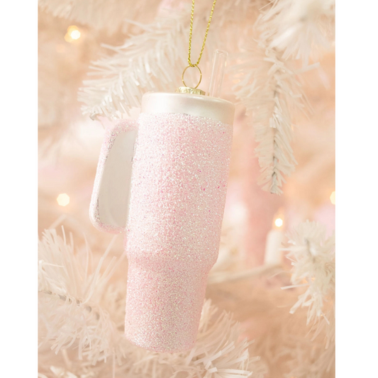 Pink glitter tumbler ornament