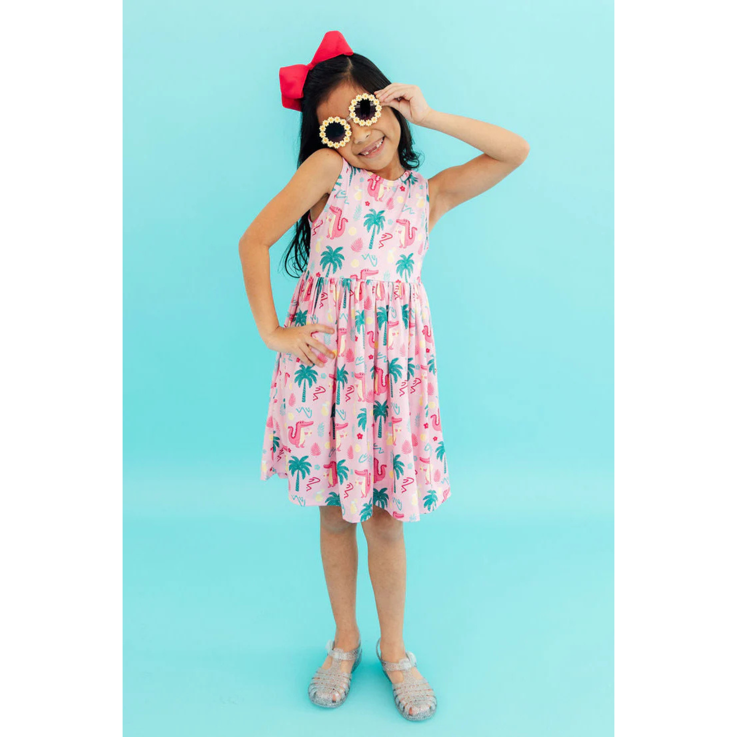 Pink gator-ade tank twirl dress