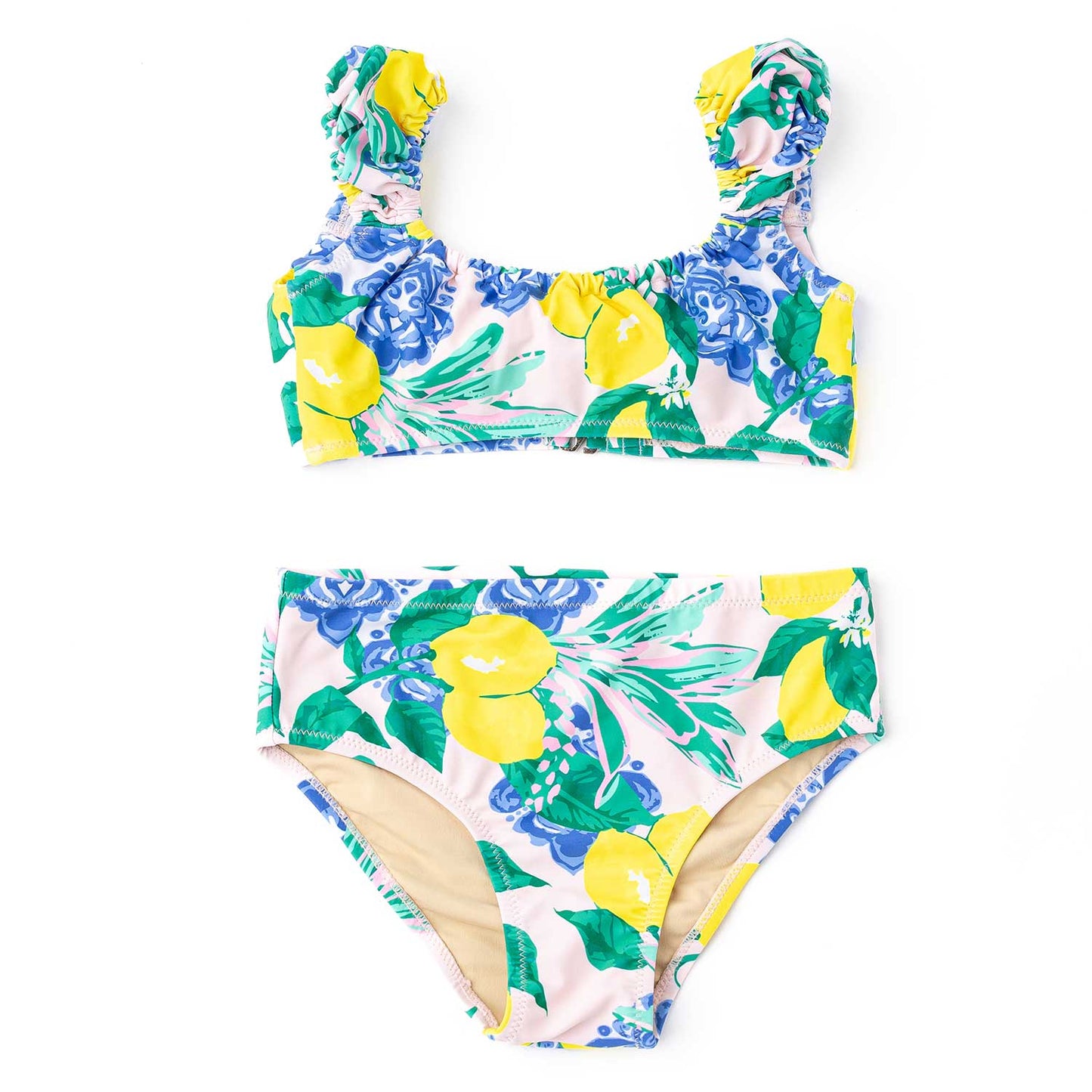 Santorini citrus 2pc cap sleeve suit