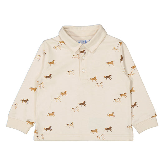 L/s printed polo - mushroom