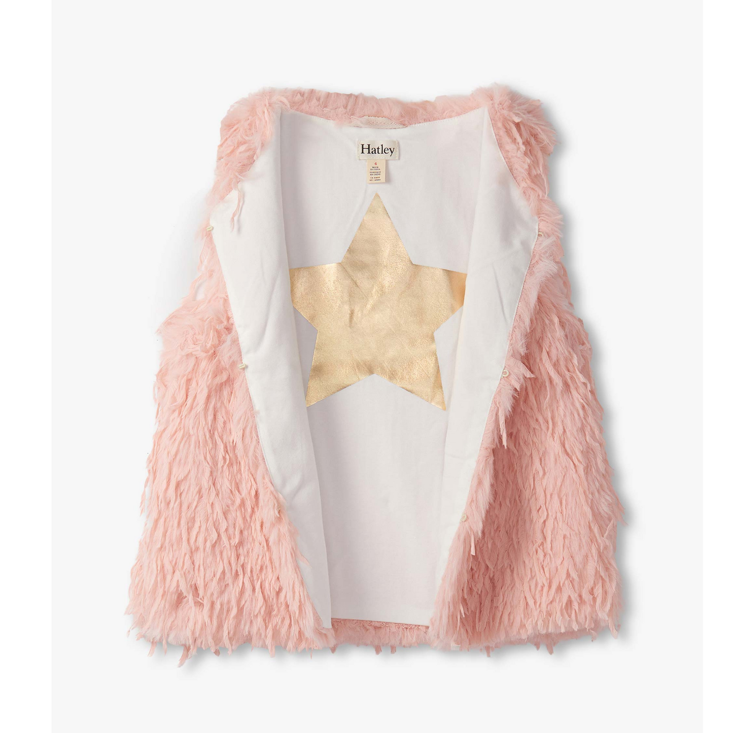 Pale pink feather faux fur vest