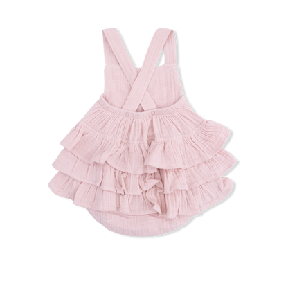 Solid muslin lotus ruffle sunsuit