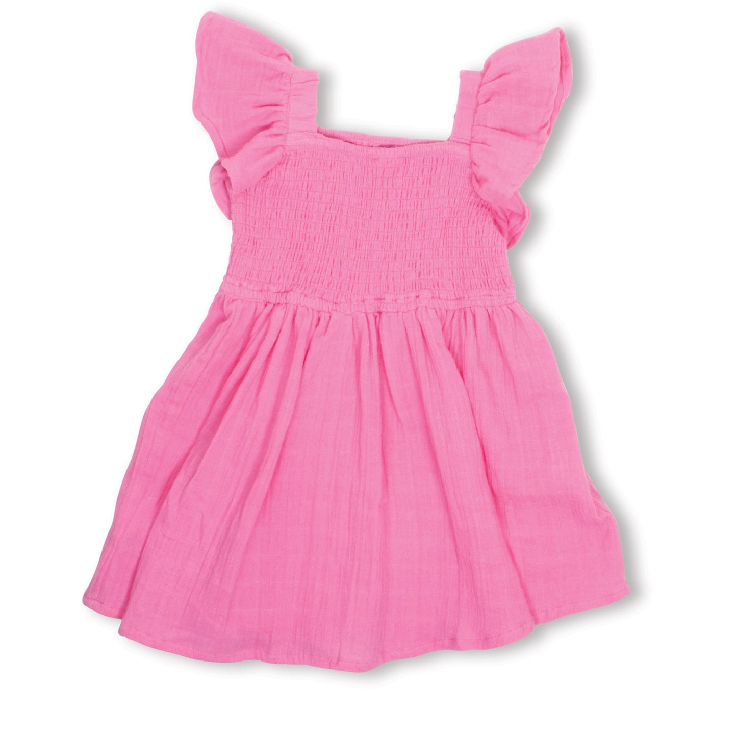 Smocked gauze dress - pink