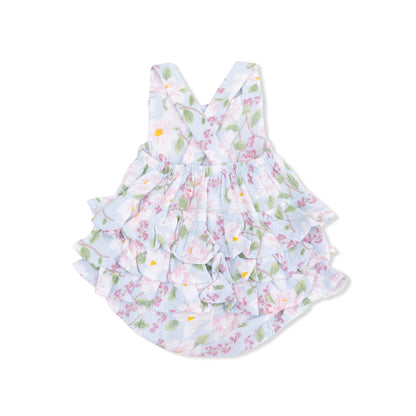 Magnolias ruffle sunsuit