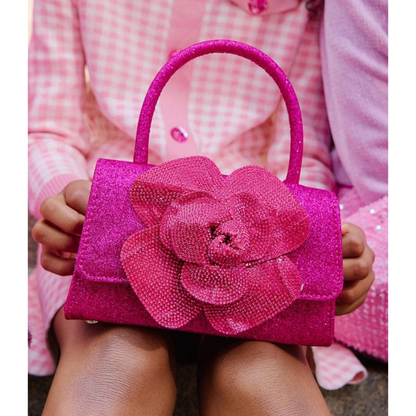 Glittering flower purse - hot pink
