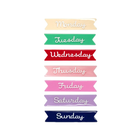 Days of the week hair clips set of 7