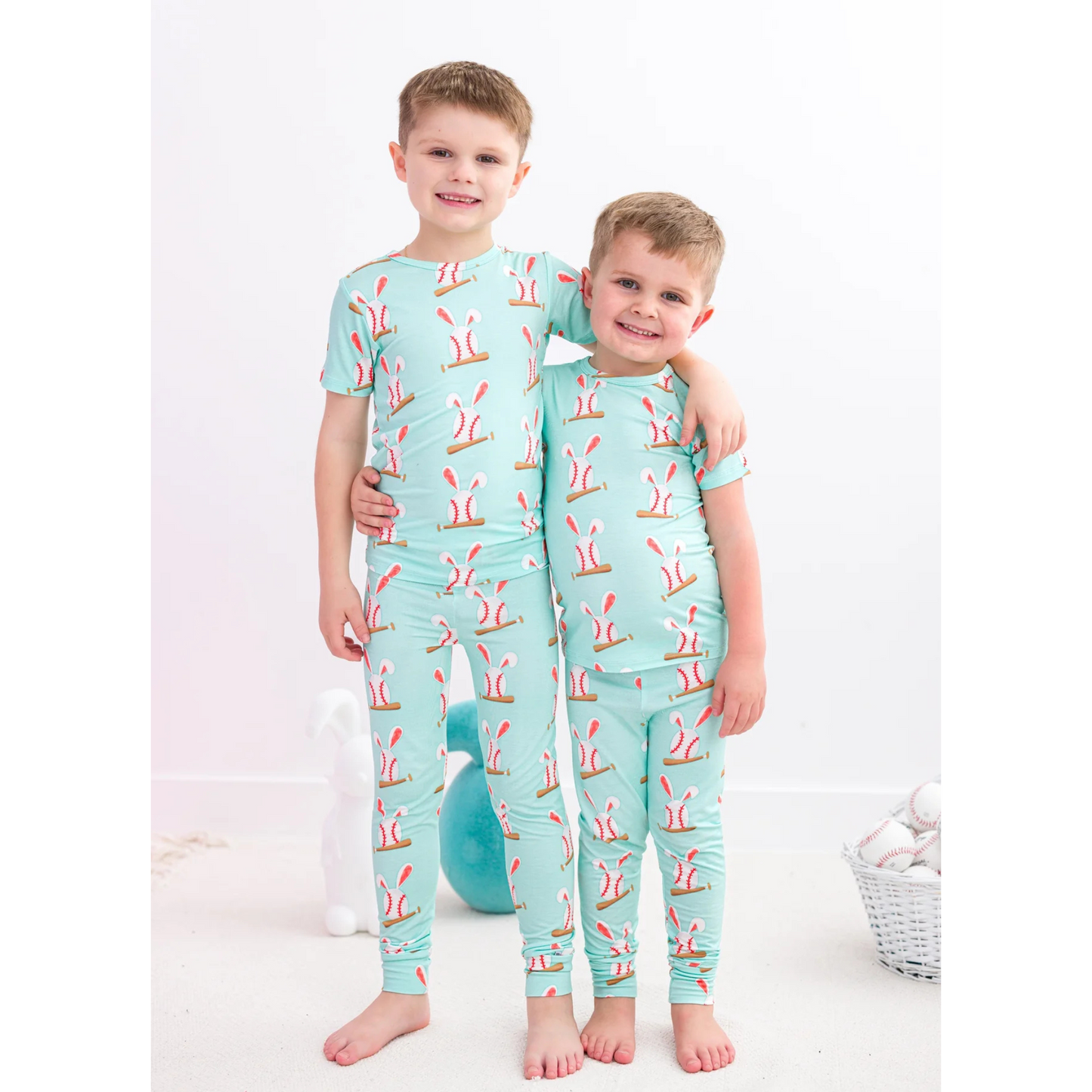 Baseball bunnies 2pc pjs - blue