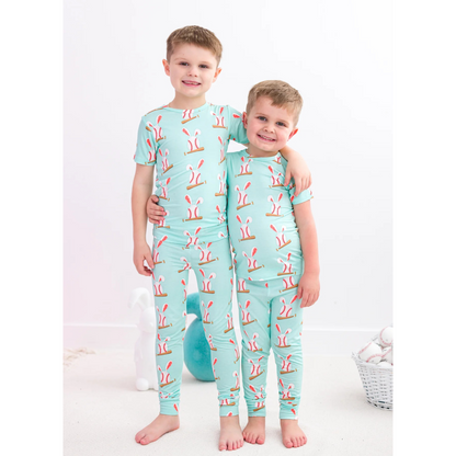 Baseball bunnies 2pc pjs - blue