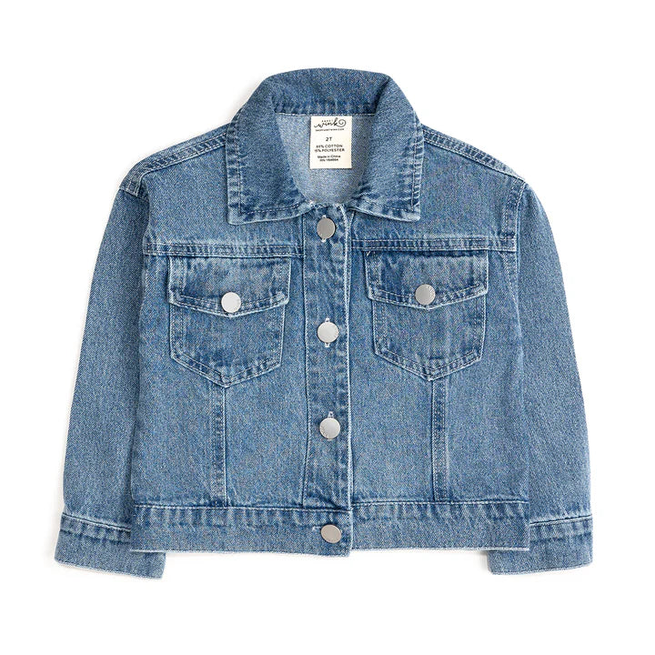 Pearl heart patch denim jacket