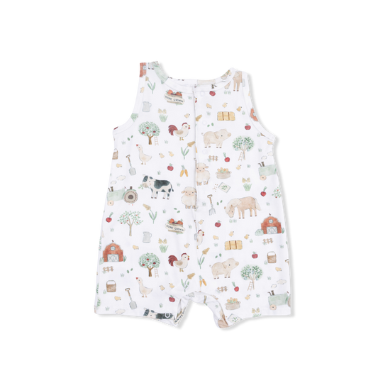 Cute farm animals sleeveless shortie romper
