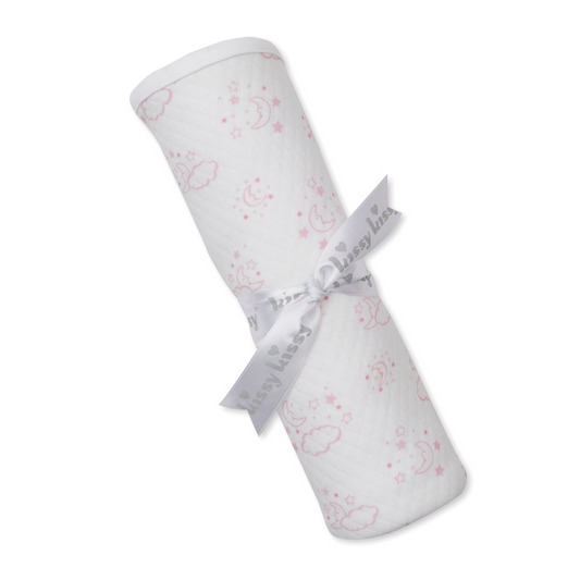 Cheerful good night jacquard blanket - pink