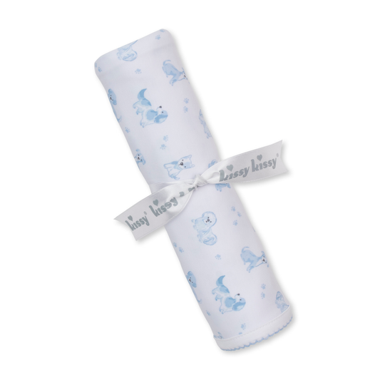 Puppy paws blanket - blue