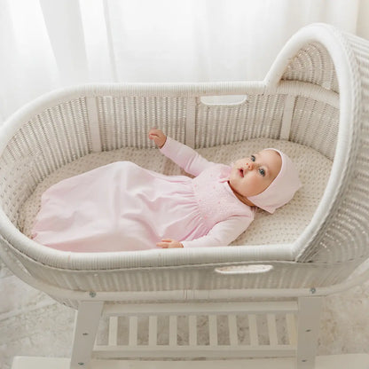 Smocked buillion gown w. hat - pink