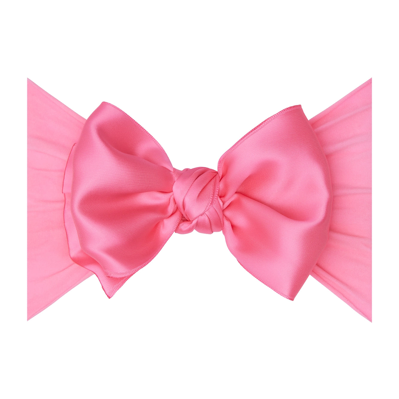 Satin nylon bow headband - bubblegum