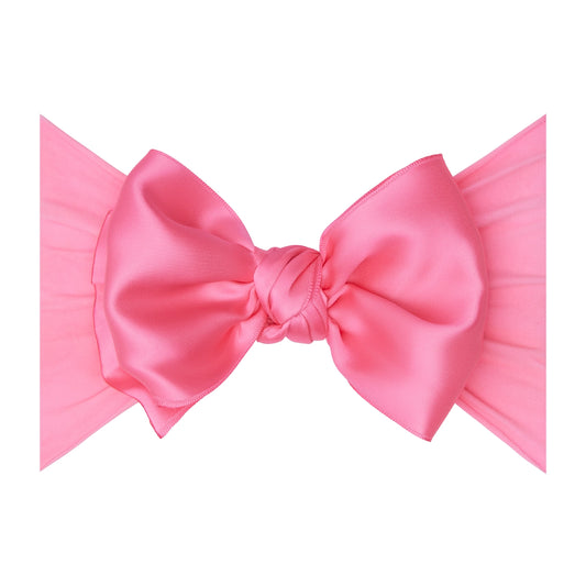 Satin nylon bow headband - bubblegum