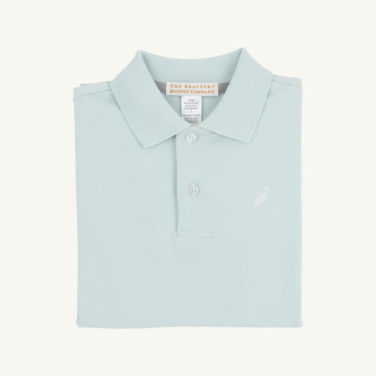Prim and proper s/s polo onesie - old greenwich green