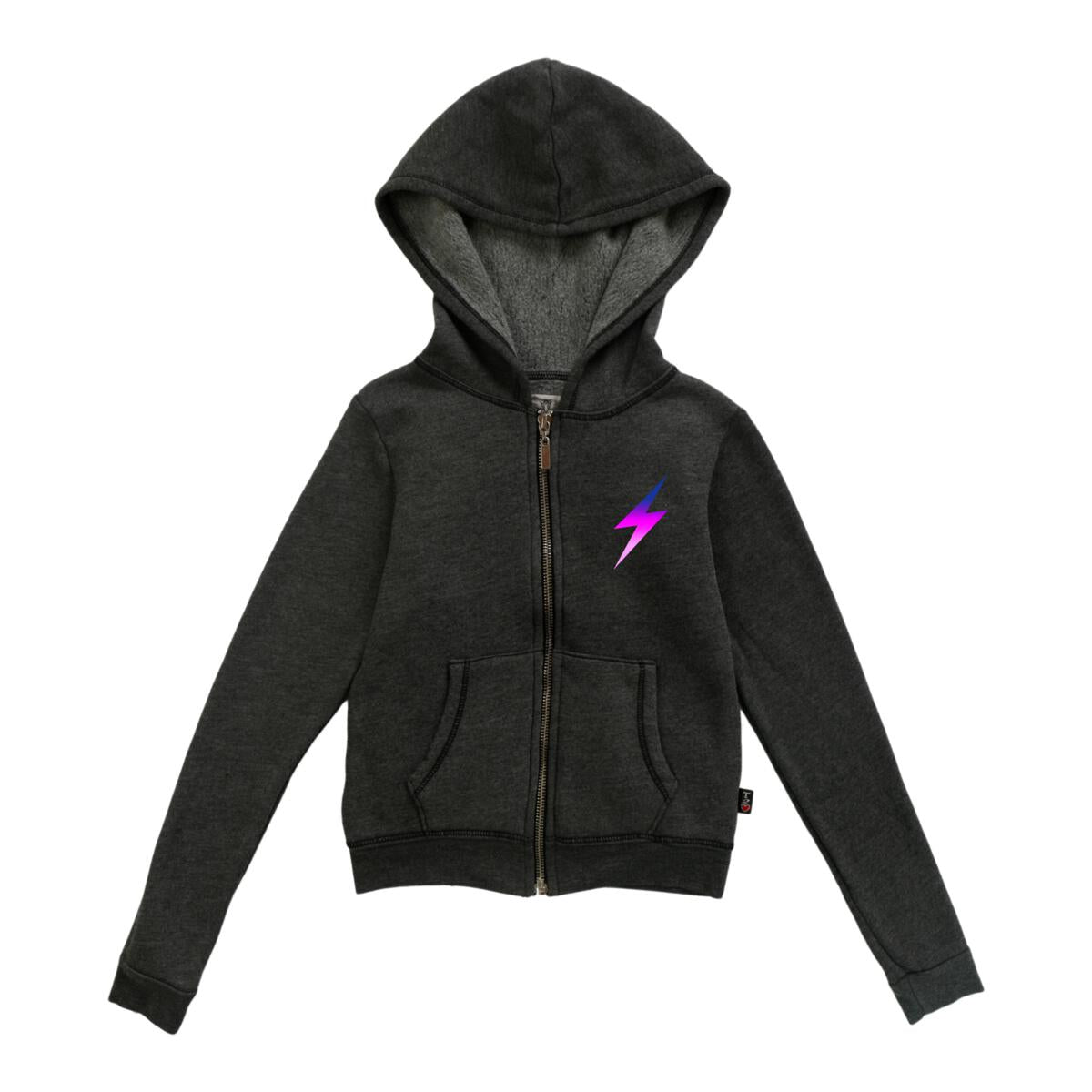 Bolt hooded zip jacket - black