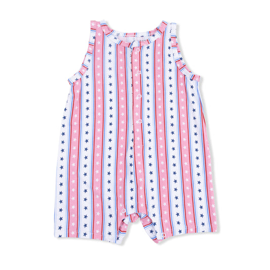 Stars and stripes sleeveless shortie romper