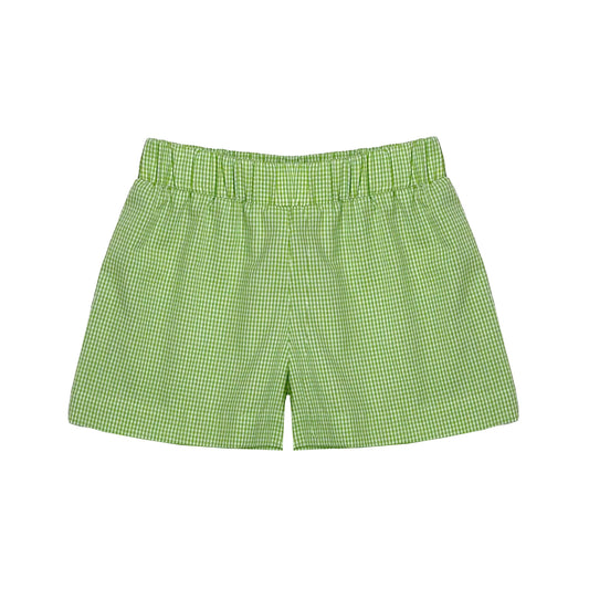 Airplane Leo shorts - lime green gingham