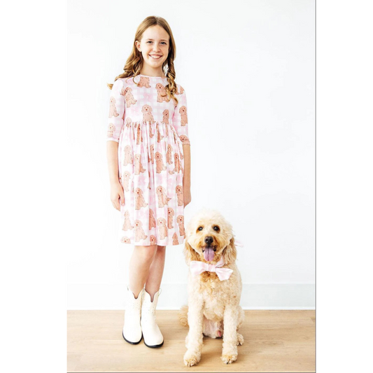 Goldendoodle 3/4 sleeve pocket twirl dress