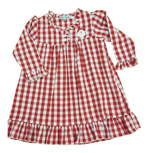 Emb. Santa red gingham pj gown