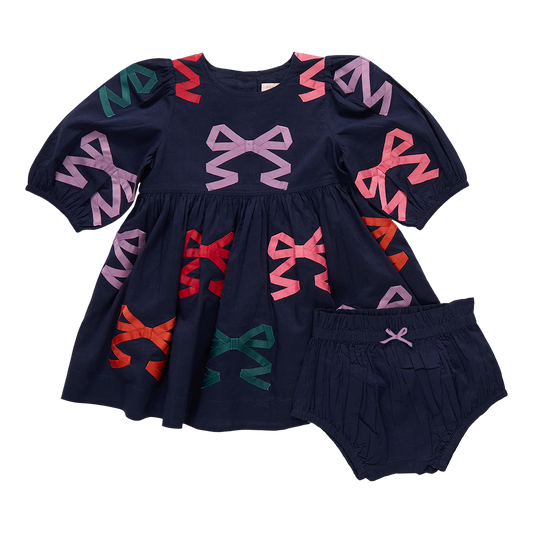 Brooke dress set - multi bow applique