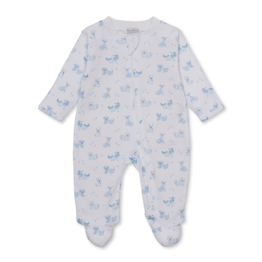 Puppy paws footie - blue