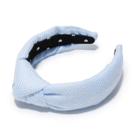 Knotted adult headband - beale st blue herringbone