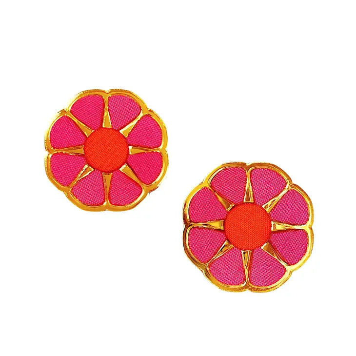 Bohemian Gemme Pink Flower Statement Earrings
