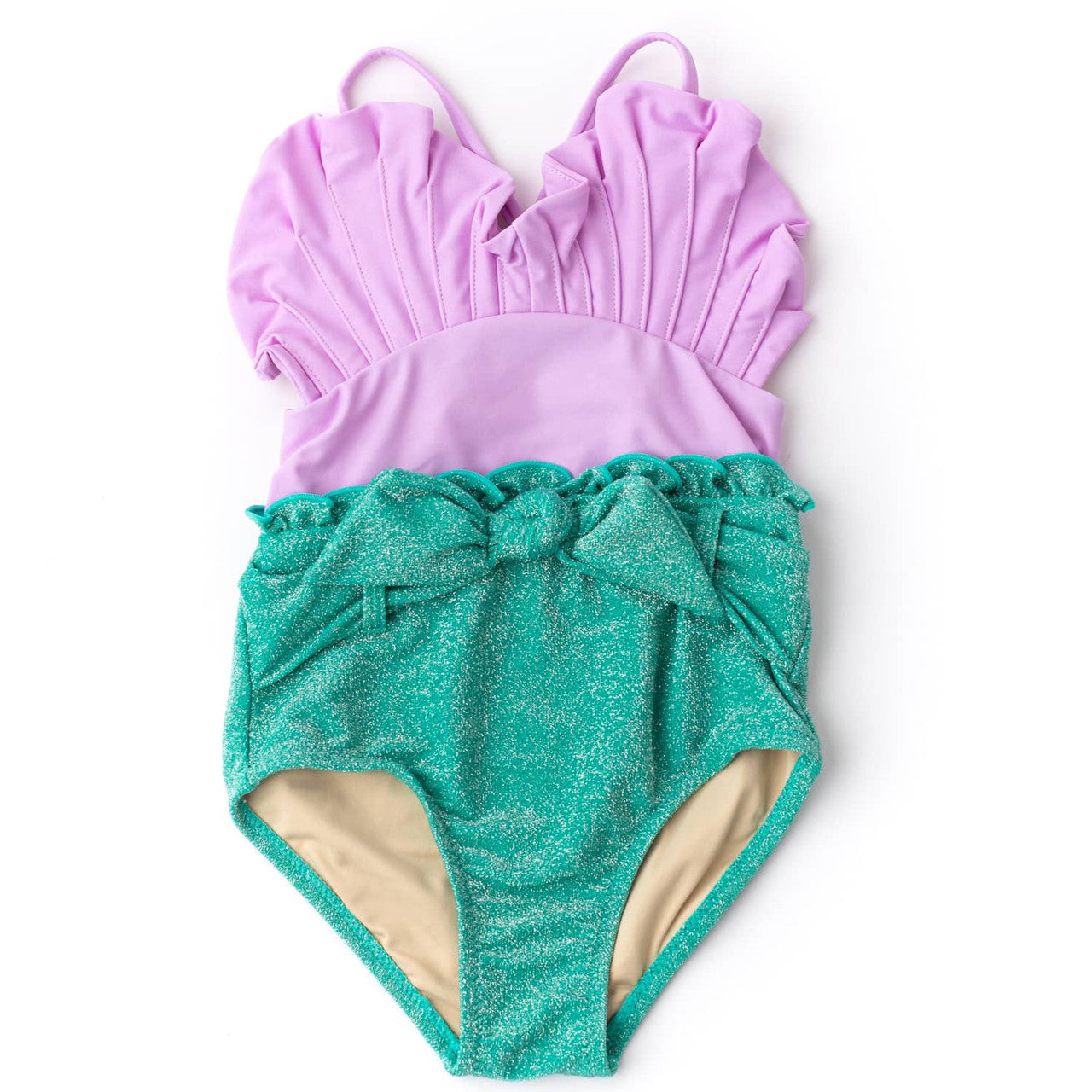 Purple & green h2o appear & shimmer mermaid one piece