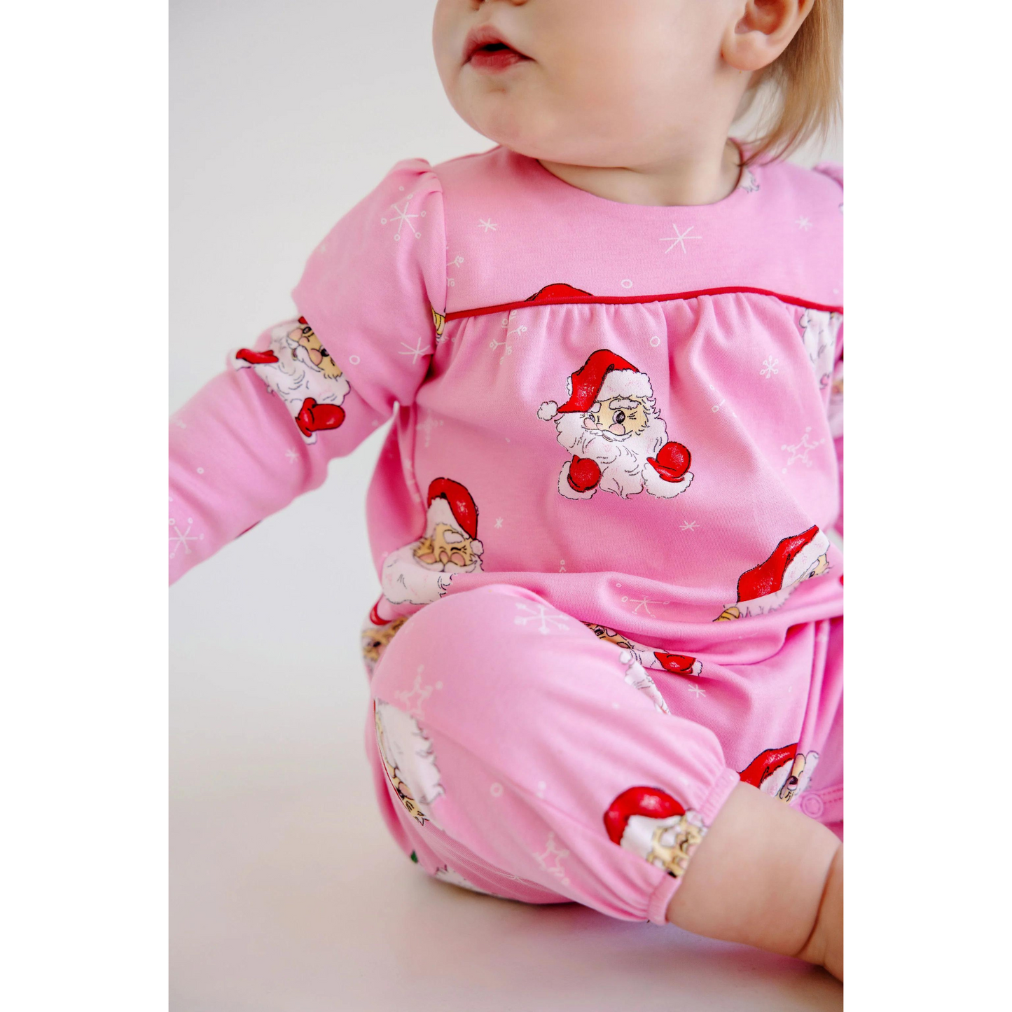 Penny's l/s playsuit - Dear Santa/pink