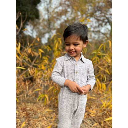 Kingston polo romper - heathered navy