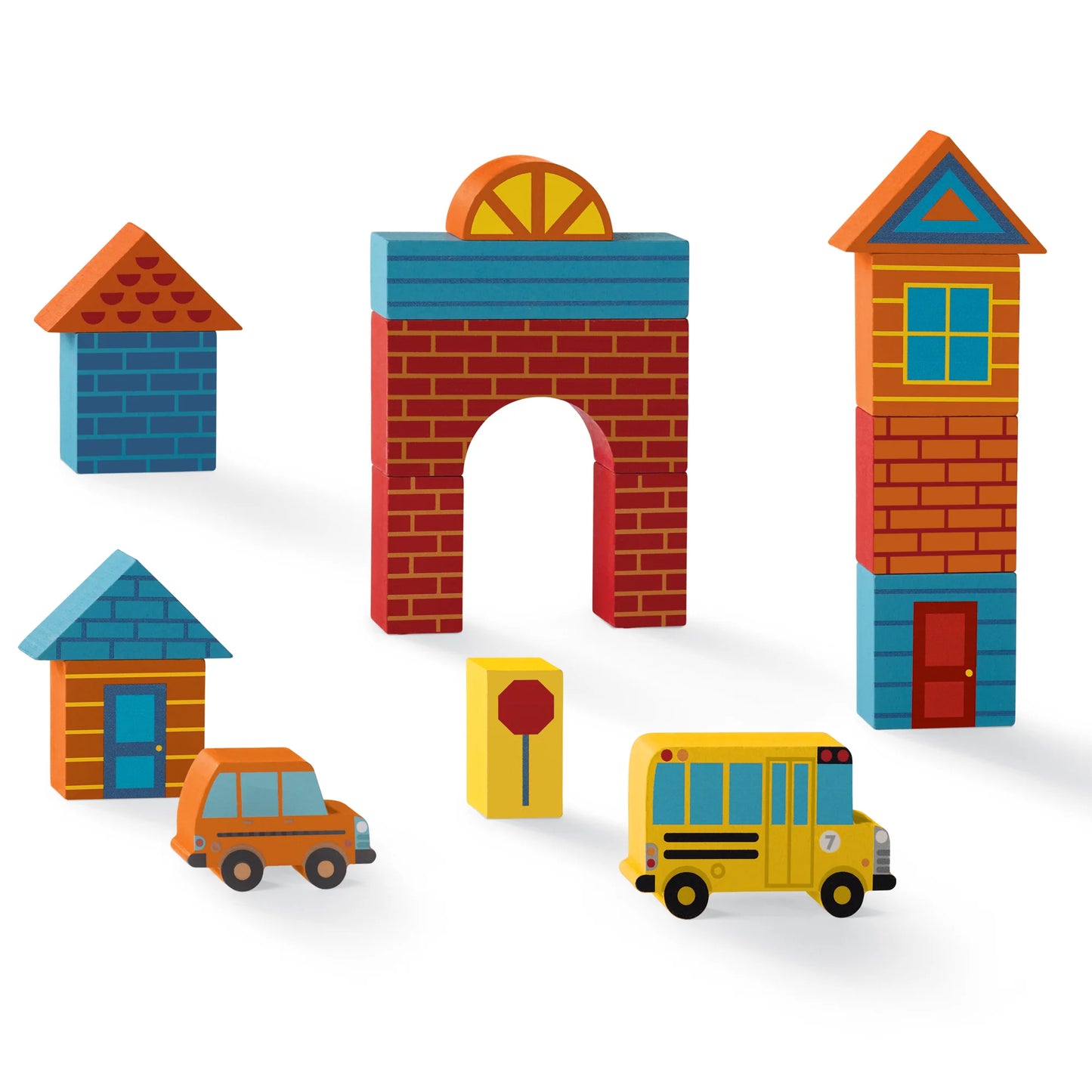 Build and play wood blocks - busy city