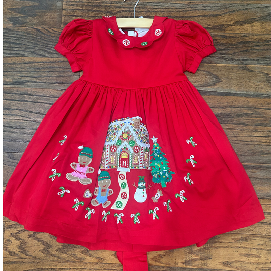 Red satin gingerbread dress