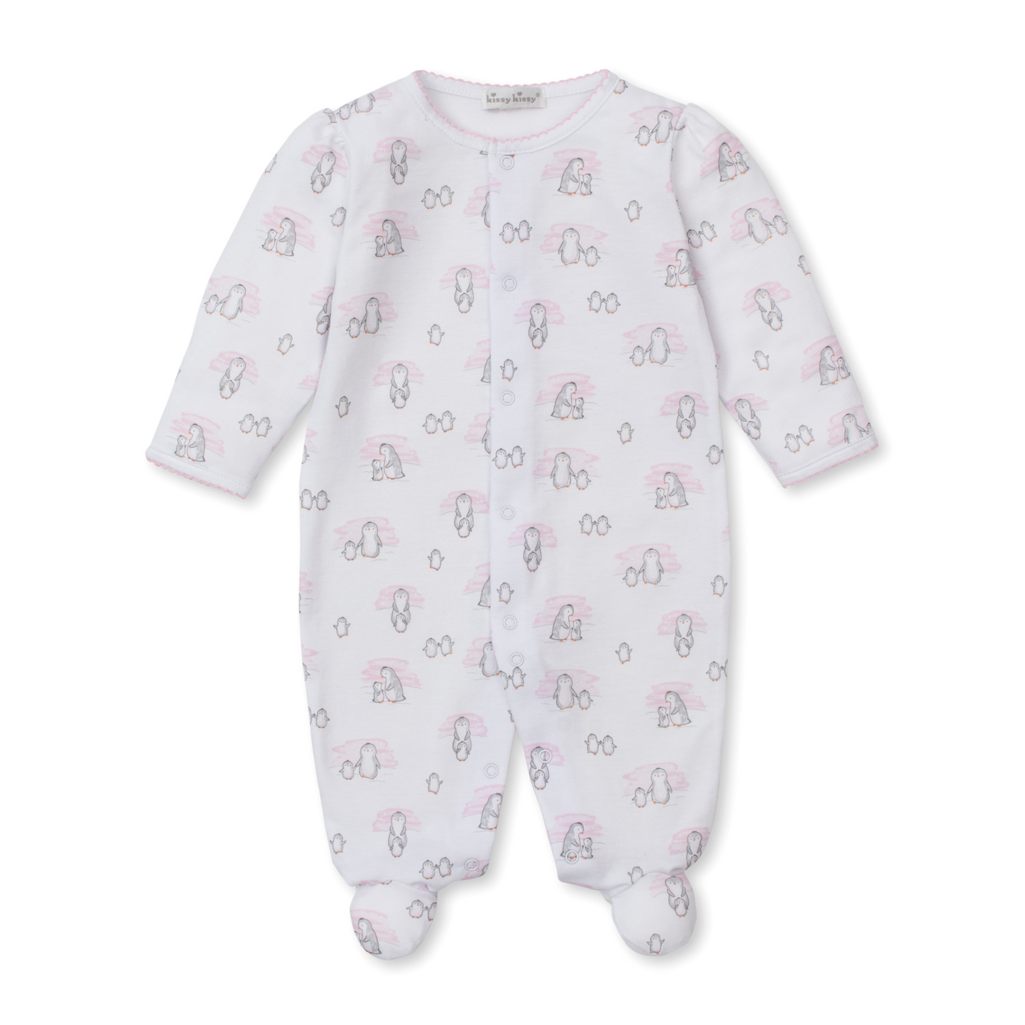 Snow happy penguins footie - pink