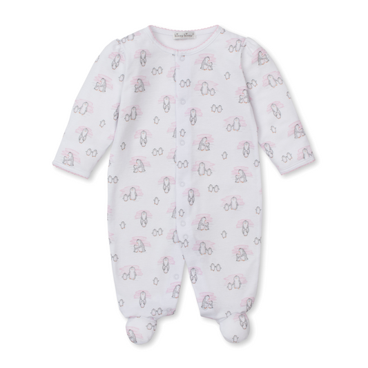 Snow happy penguins footie - pink