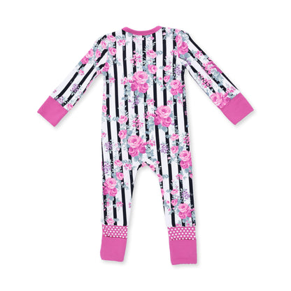 Cabbage rose stripe conv. romper