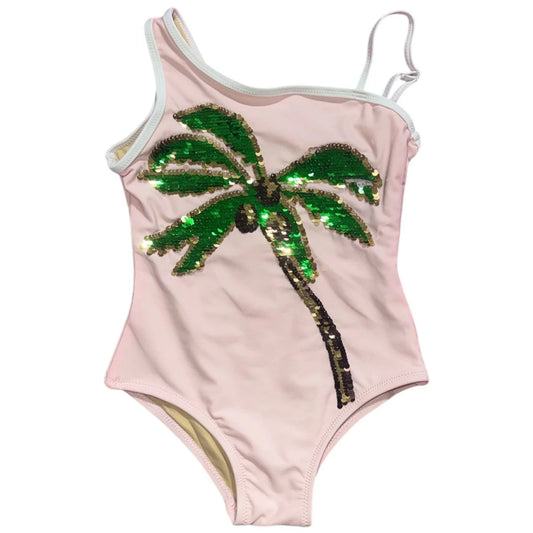 Coco palms sequins one shoulder suit