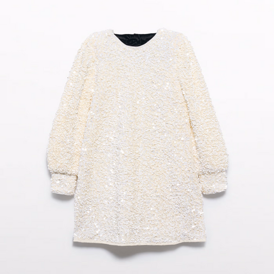 Sequin velvet dress - cream