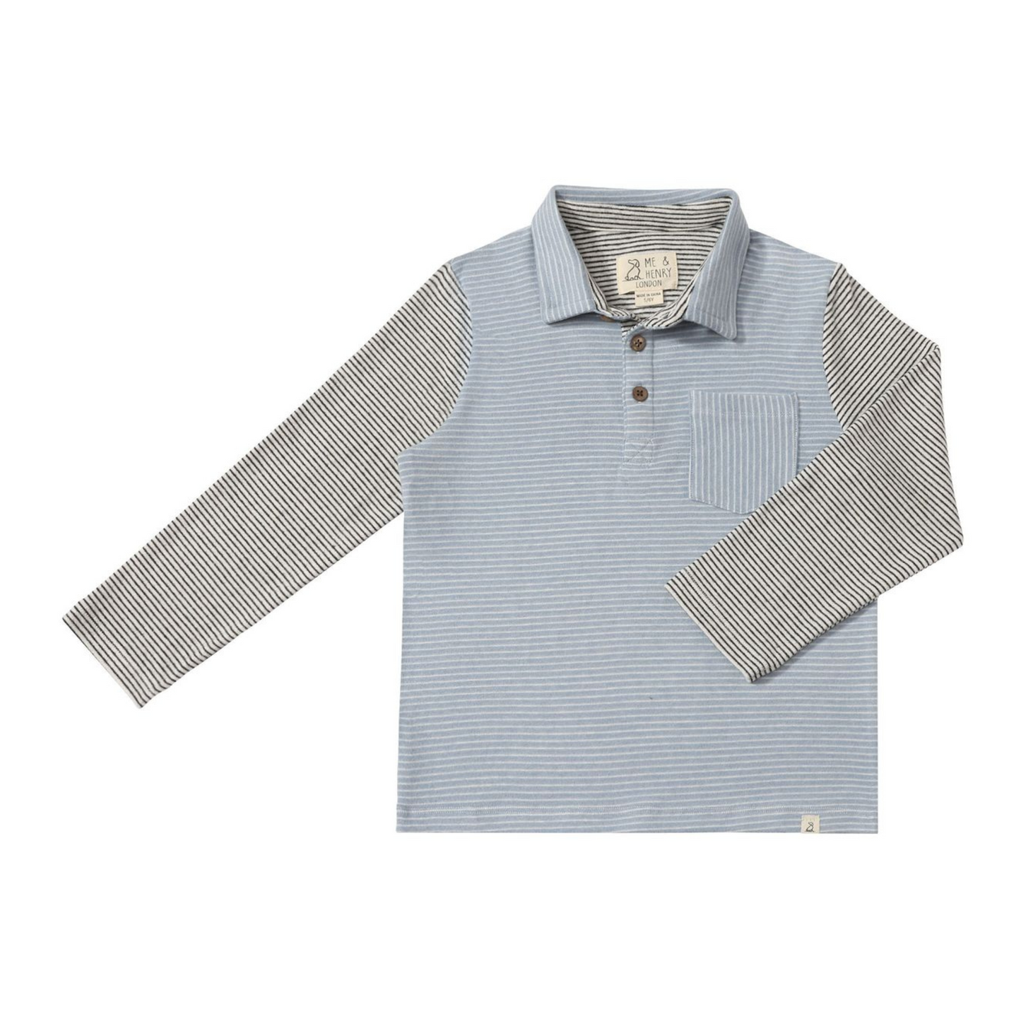 Troy l/s polo - blue/white