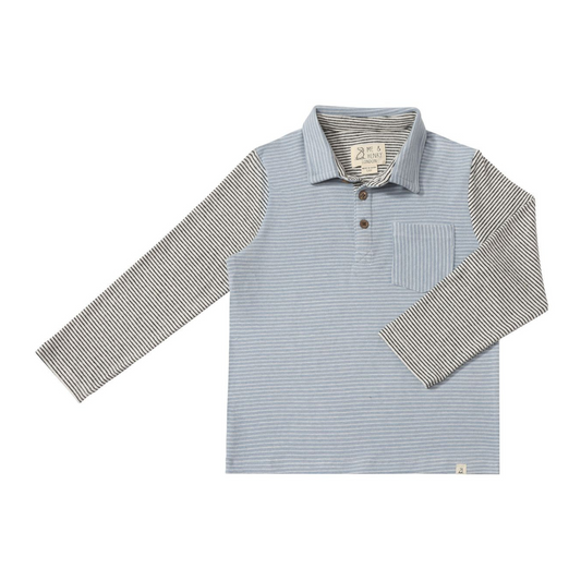Troy l/s polo - blue/white