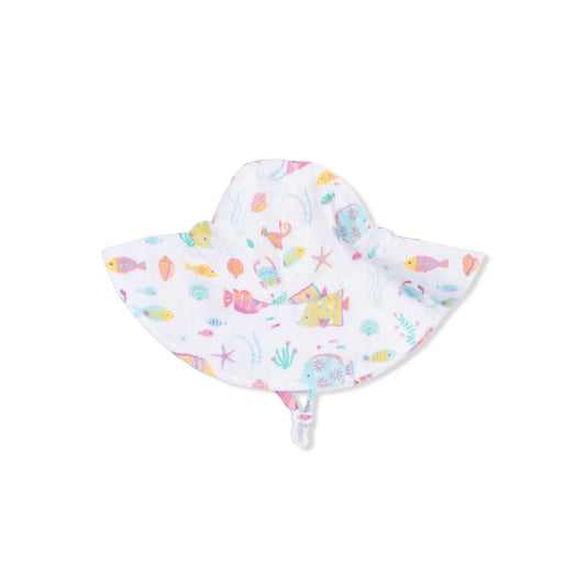 Sunny coral reef fish wide brim sun hat