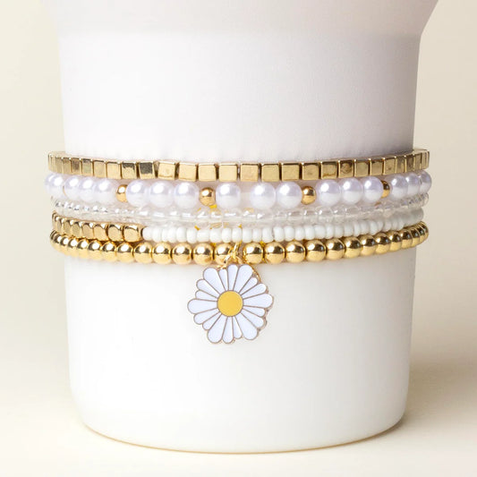 Tumbler bracelet stack - daisy dream
