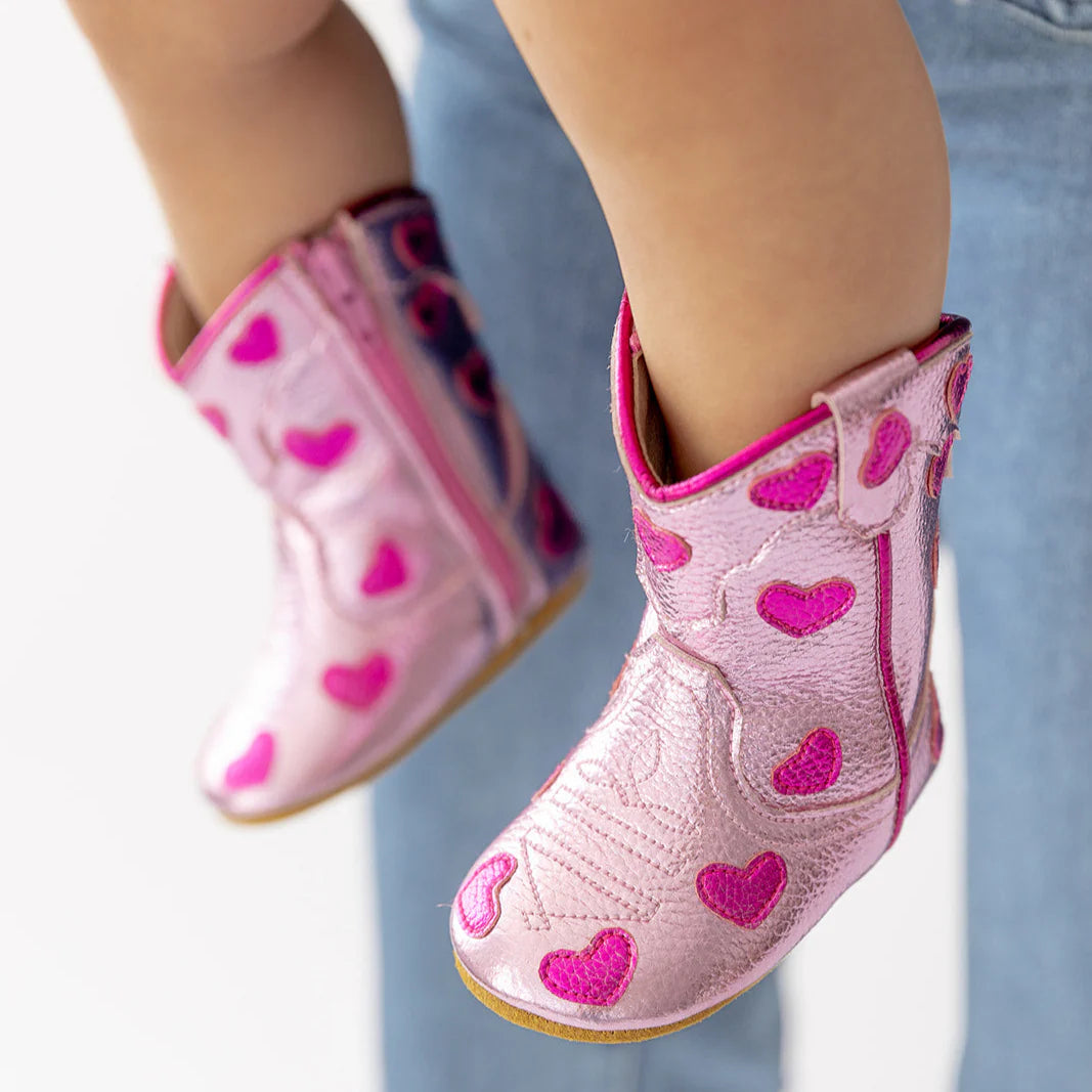 Heart baby booties