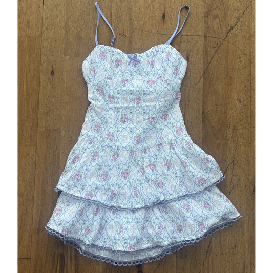 Carol spaghetti strap tiered dress - floral bouquet